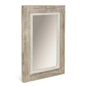 18 in. x 27.2 in. Classic Irregular Framed Brown Vanity Mirror