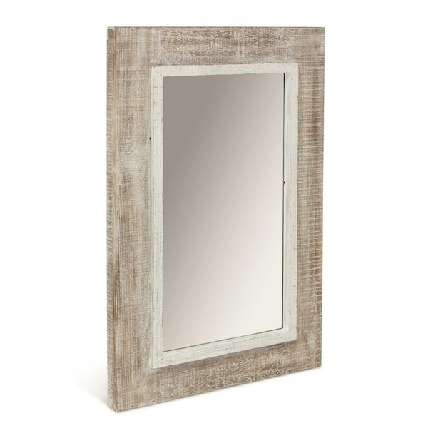 HomeRoots 18 in. x 27.2 in. Classic Irregular Framed Brown Vanity Mirror