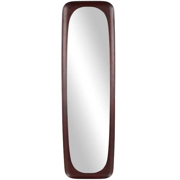 Litton Lane 71 in. H x 21 in. W Oval Minimalistic Oval Framed Dark Brown Wall Mirror
