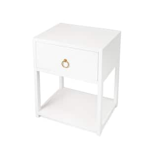 Lark 21 in. W White Rectangular Wood 1-Drawer End Table/Nightstand