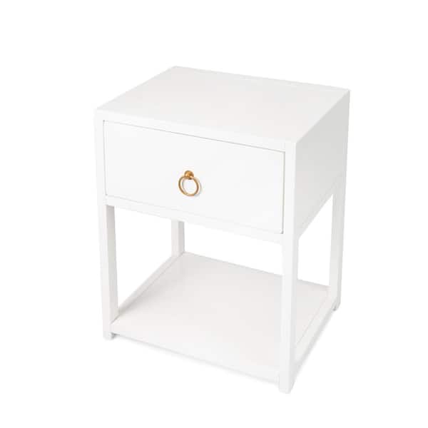 Butler Specialty Company Lark 21 in. W White Rectangular Wood 1-Drawer End Table/Nightstand