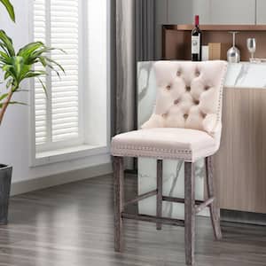 Modern velvet upholstered bar stool, casual style bar chair, 2-piece set