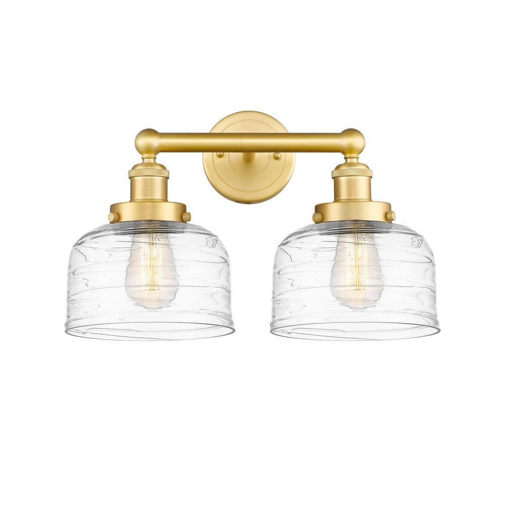 Bell 15.5 in. 2-Light Satin Gold Vanity Light with Glass Shade price history on PriceWatchPro