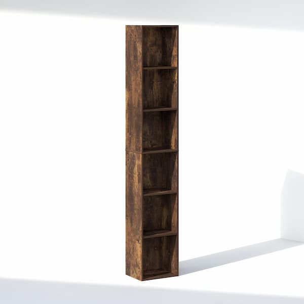 Furinno CUBICLE 70.9 in. Tall Amber Pine Wood 6-Tier Bookcase