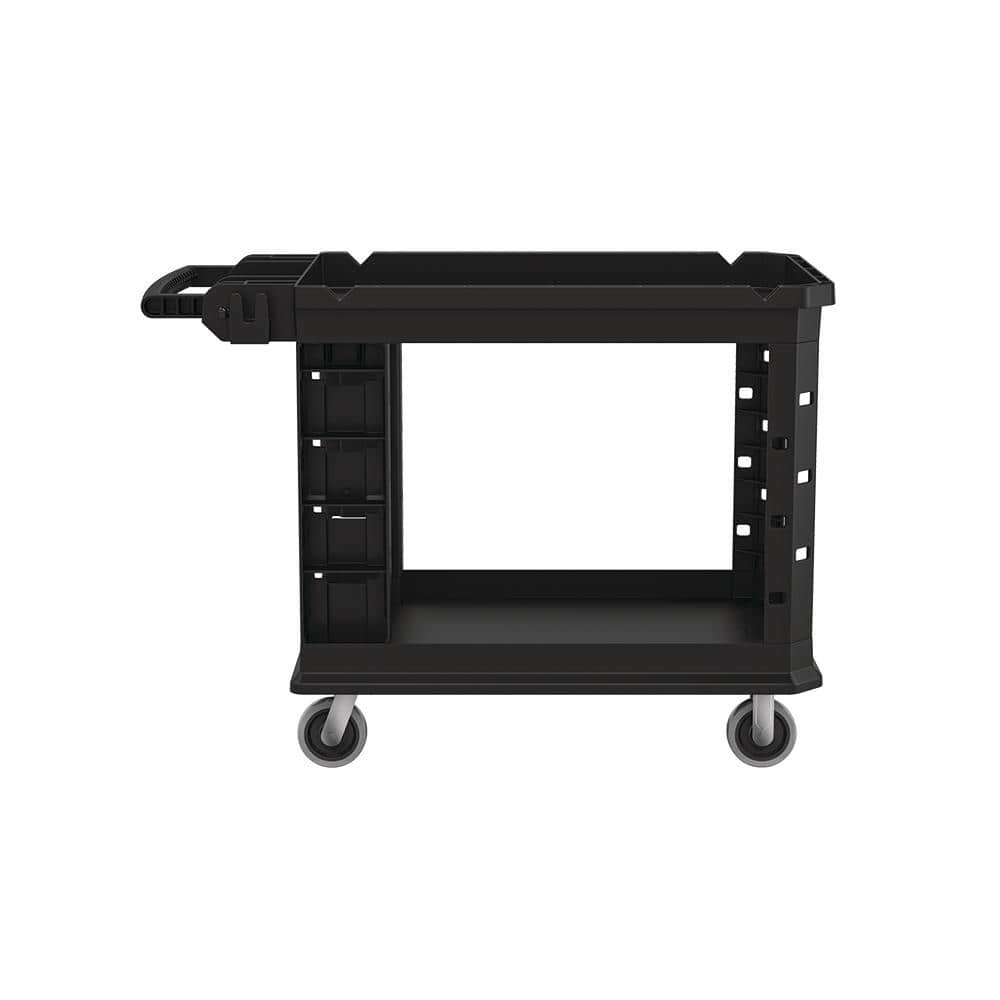 Heavy Duty Black Plastic Utility Cart with Polyurethane Wheels