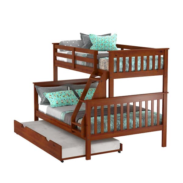 Donco Kids Light Espresso Pine Wood Twin and Full Mission Bunk Bed