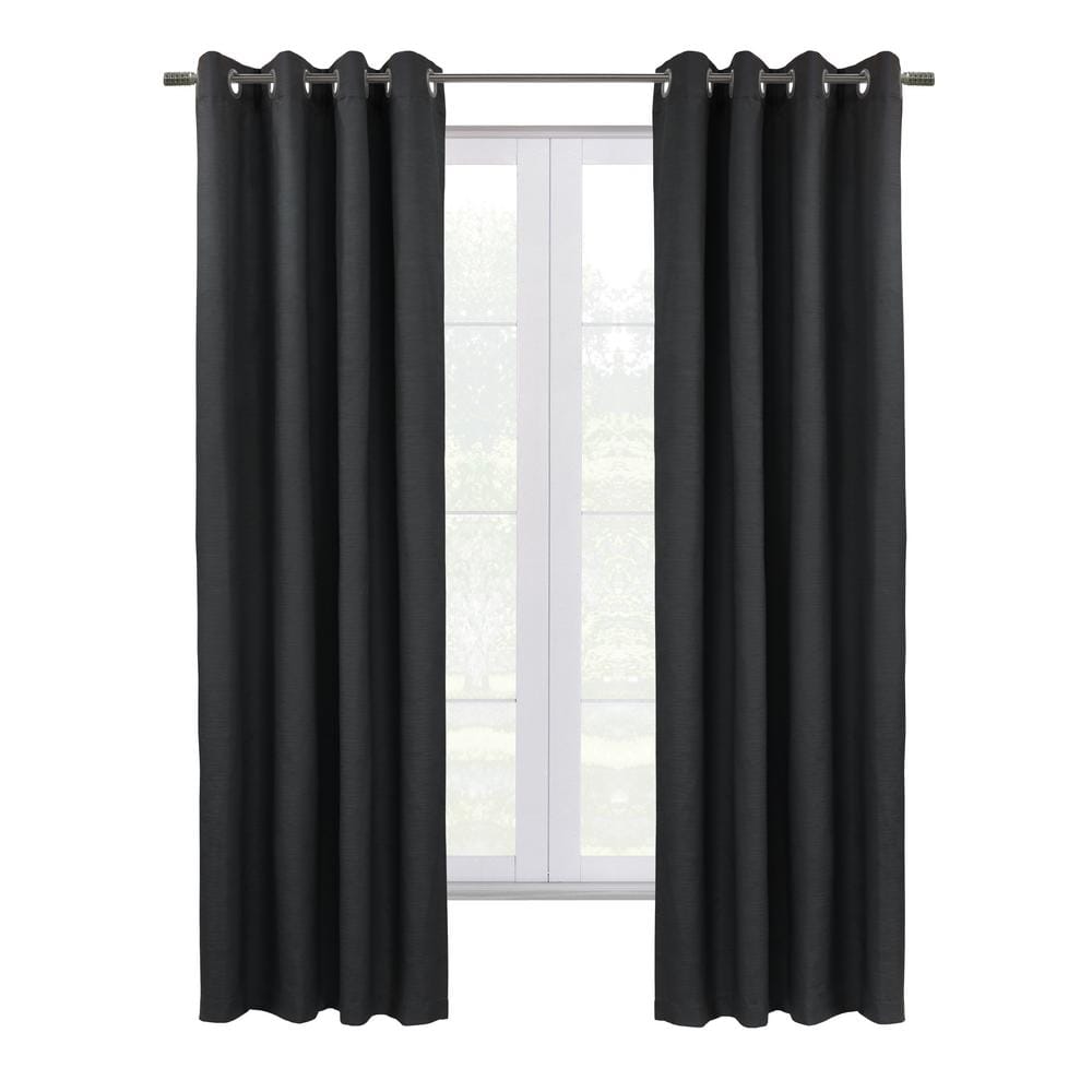 Black 95-Inch Cotton Polyester Blackout Grommet Curtain Panel