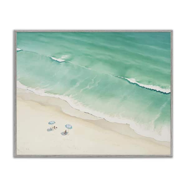 Stupell Industries Summer Shore Beachgoers by Arlington Prints Gray Framed Coastal Giclee Art Print 16 in. x 20 in.