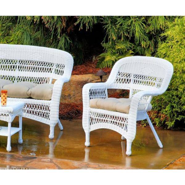 4 piece white wicker set