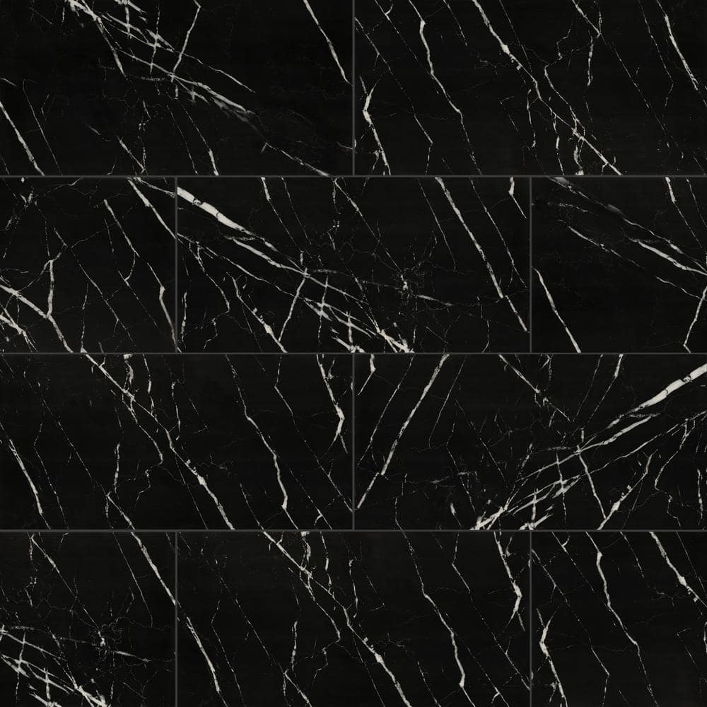 MSI Aashini Black 16 in. x 32 in. Polished Porcelain Marble