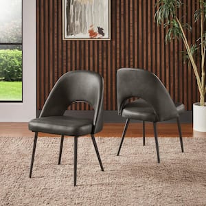 Dark Grey Upholstered Dining Chairs (Set Of 2)