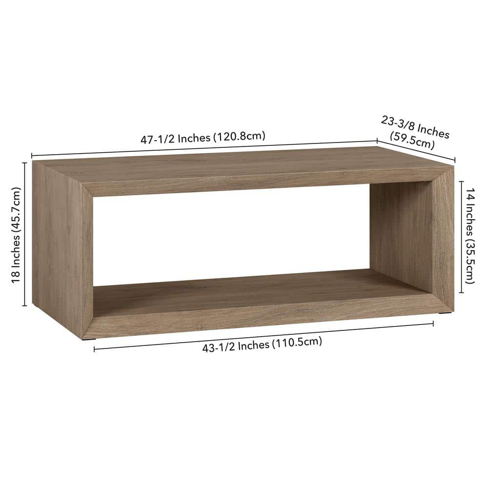 Vilja 48" Black MDF Rectangular Coffee Table with Shelf