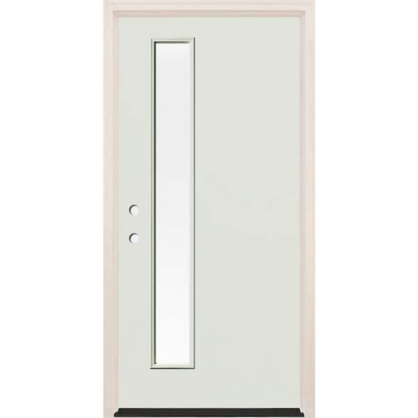 Builders Choice 36 in. x 80 in. Right-Hand/Inswing 1 Lite Clear Glass Alpine Painted Fiberglass Prehung Front Door with 4-9/16 in. Frame