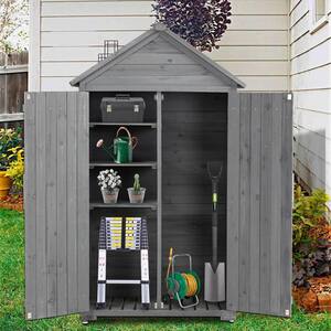 40 in. x 22 in. x 69 in. Outdoor Storage Cabinet Garden Wood Tool Shed Shelves and Latch Bird House For Yard In Gray