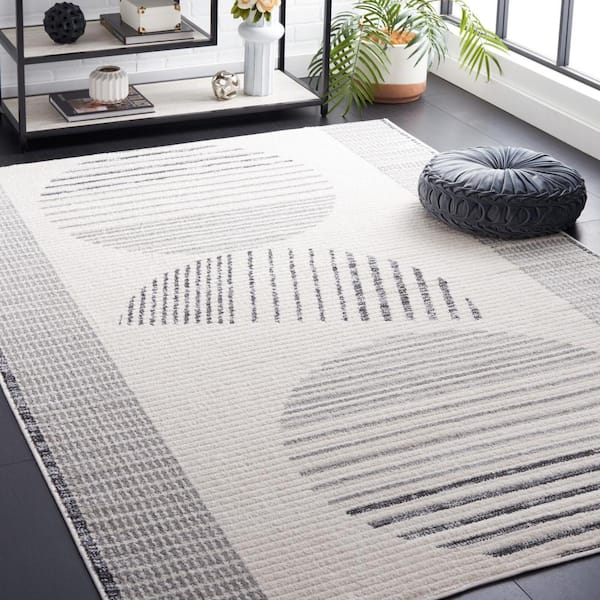 Alamo Ivory/Gray 9 ft. x 12 ft. Modern Geometric Area Rug