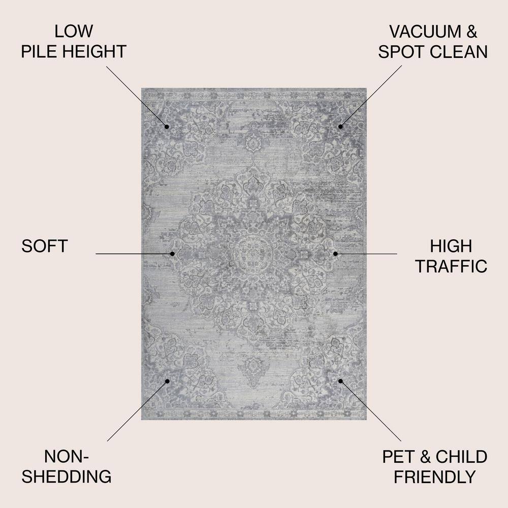 Light Gray Synthetic Reversible Rectangular Area Rug 5x8 Feet