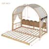 Natural Twin Size Expandable Kid Bed with Arched Roof