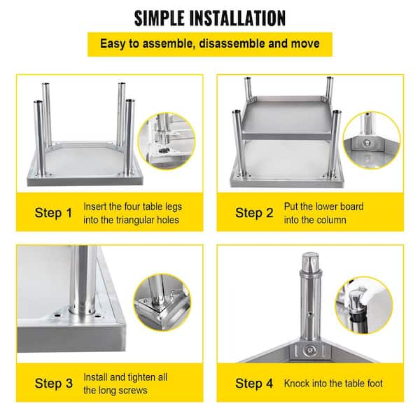 VEVOR Stainless Steel Equipment Grill Stand, 24 x 24 x 24 Inches