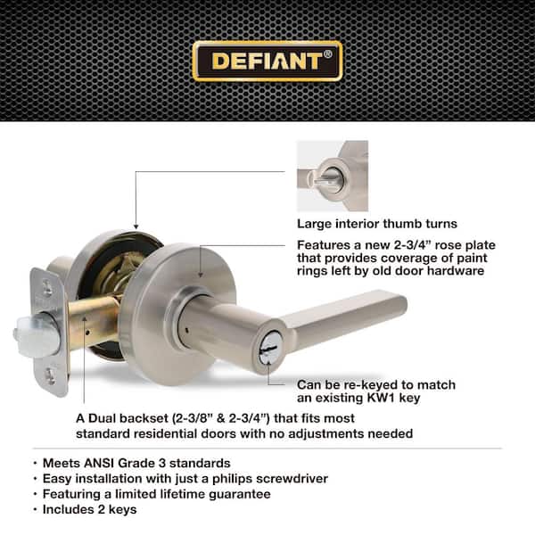 Defiant Tonebridge Satin Nickel Keyed Entry Door Handle with Round