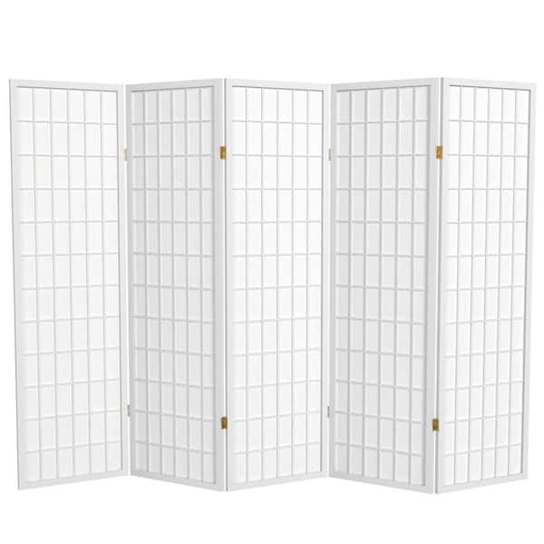 Oriental Furniture 5 ft. White 5-Panel Room Divider