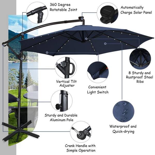 gymax 11ft patio offset hanging cantilever umbrella 360 degree tilt Outsunny with Base Crank Brown and wear Outsunny 11' Patio Umbrella with