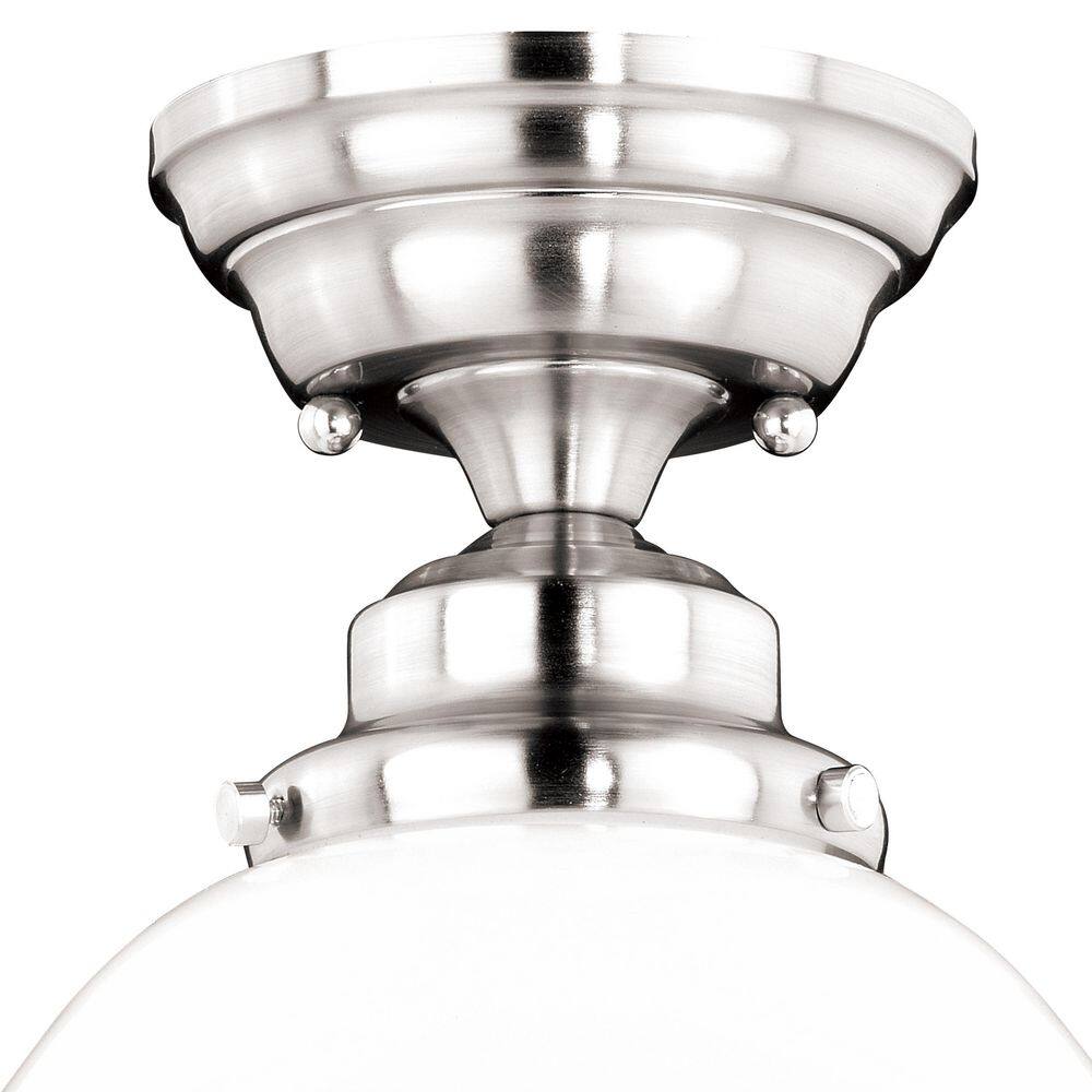 Huntley 12" Satin Nickel Farmhouse Semi Flush Mount Ceiling Light