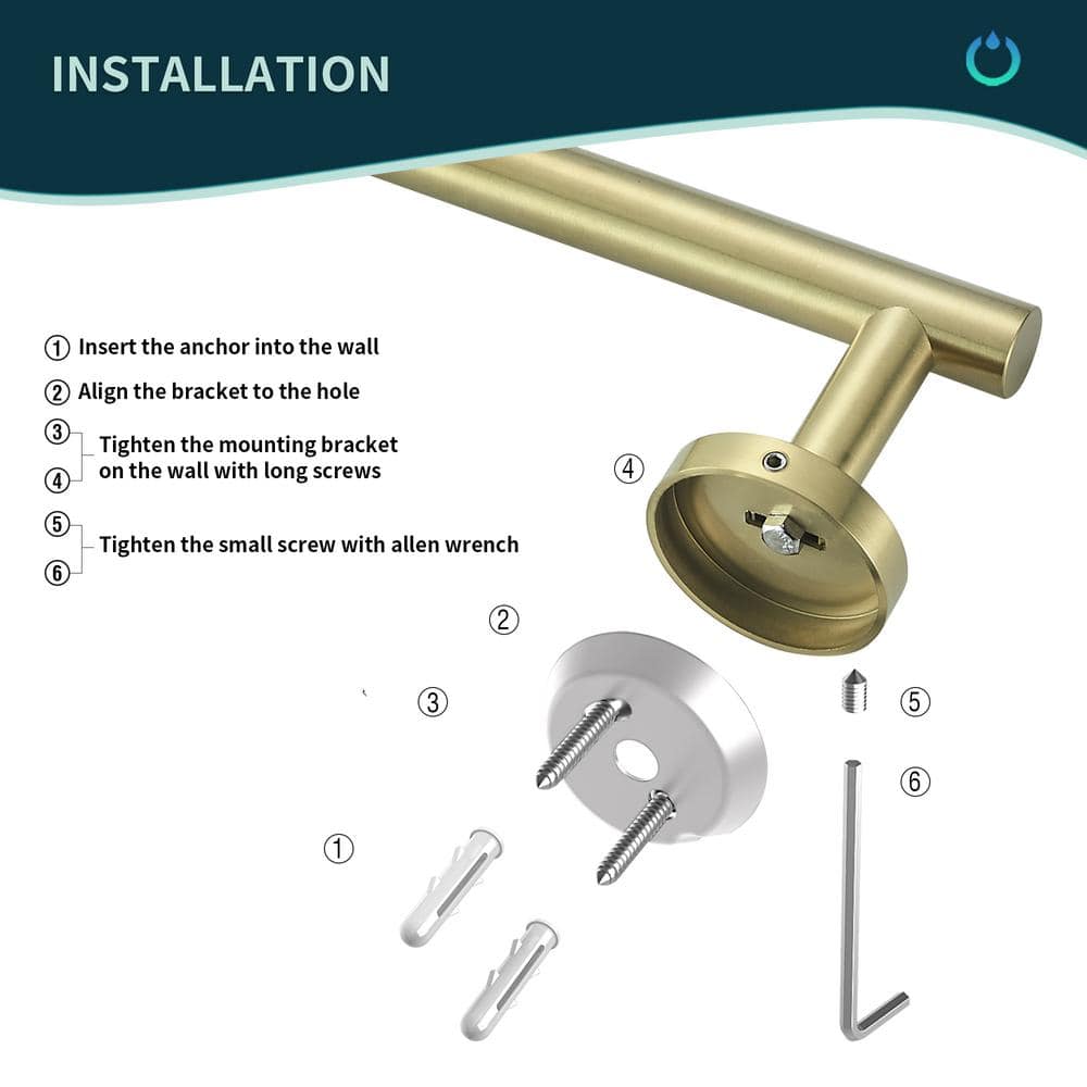 Polished Gold Stainless Steel 5-Piece Bathroom Hardware Set
