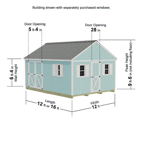 Fairview 12 ft. x 16 ft. Wood Storage Shed Kit