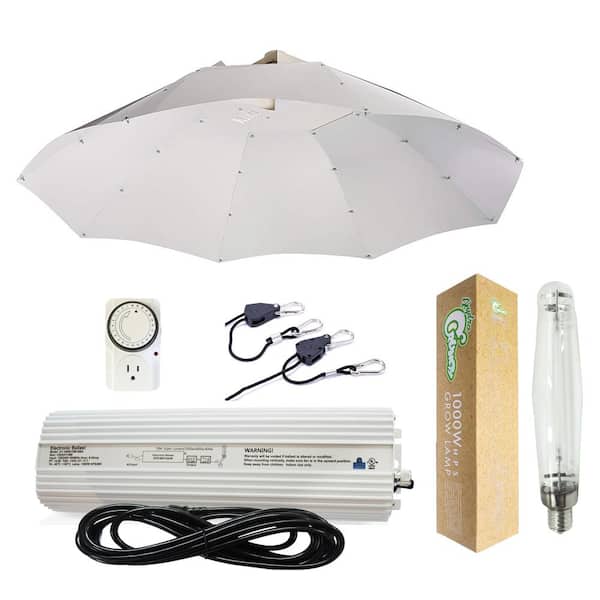 Hydro Crunch 1000-Watt HPS Grow Light System with 42 in. Parabolic Vertical Umbrella Hood Reflector