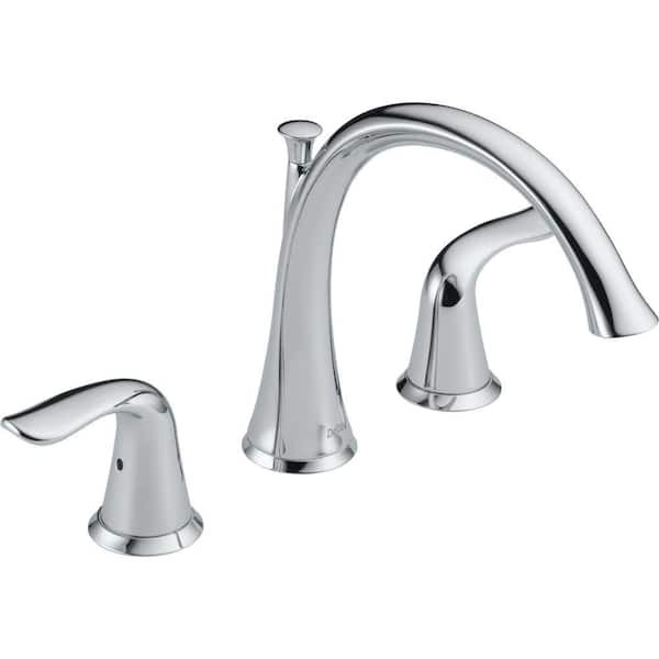 Delta Lahara 2-Handle Deck-Mount Roman Tub Faucet Trim Kit Only in Chrome (Valve Not Included)