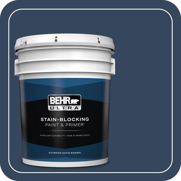 BEHR ULTRA 5 gal. #MQ5-54 Compass Blue Satin Enamel Exterior Paint & Primer