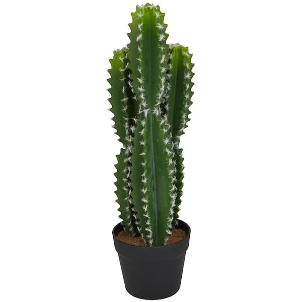 Litton Lane 23 in. H Cactus Artificial Plant with Realistic Leaves and Black Round Pot