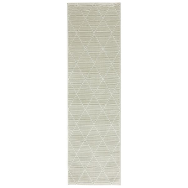 Revive 2 ft. x 8 ft. Sage Diamond Solid Runner Rug