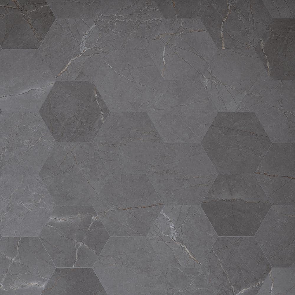 Elegance Dark Gray Hexagon Matte Porcelain Wall & Floor Tile