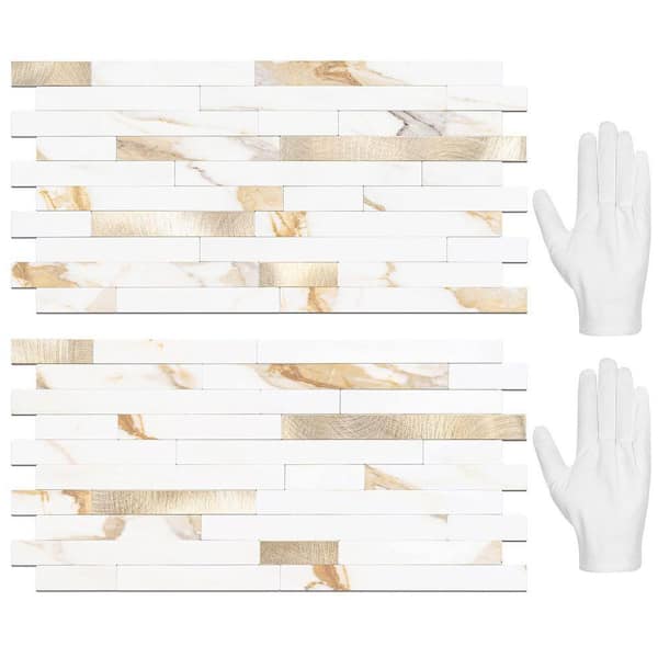 Calacatta Gold 20 in. x 30 in. PVC Peel and Stick Backsplash Tile with Enhanced Adhesive Strength, 20-Pack