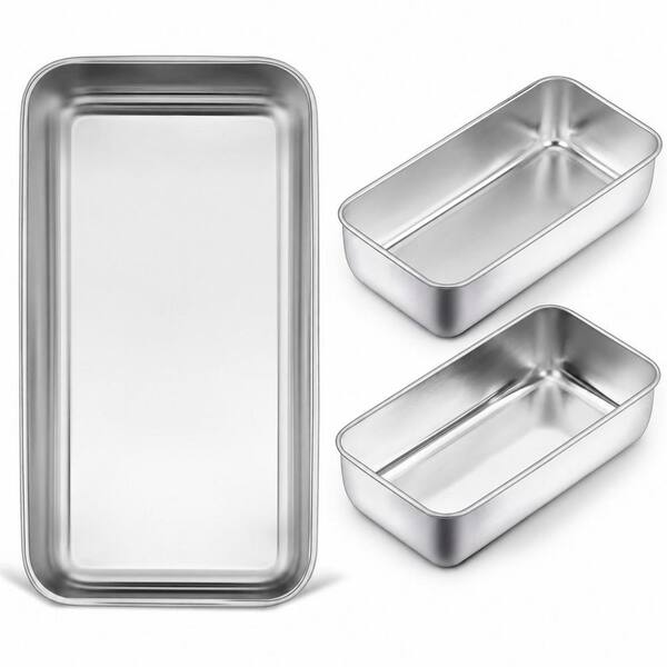 Set of 3 Stainless Steel 9 x 5 in. Loaf Pans for Baking Bread, Meatloaf, Banana Bread and Brownies
