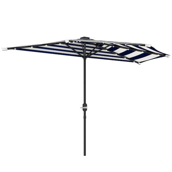 Outsunny 8.5 ft. Outdoor Patio Umbrella, UPF 30 Plus Small Balcony Umbrella with Crank 8-Ribs in Black and White