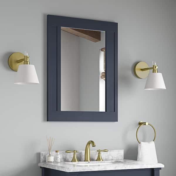 Home Decorators Collection Aberdeen 24 in. W x 32 in. H Rectangular Framed Wall Mount Bathroom Vanity Mirror in Midnight Blue