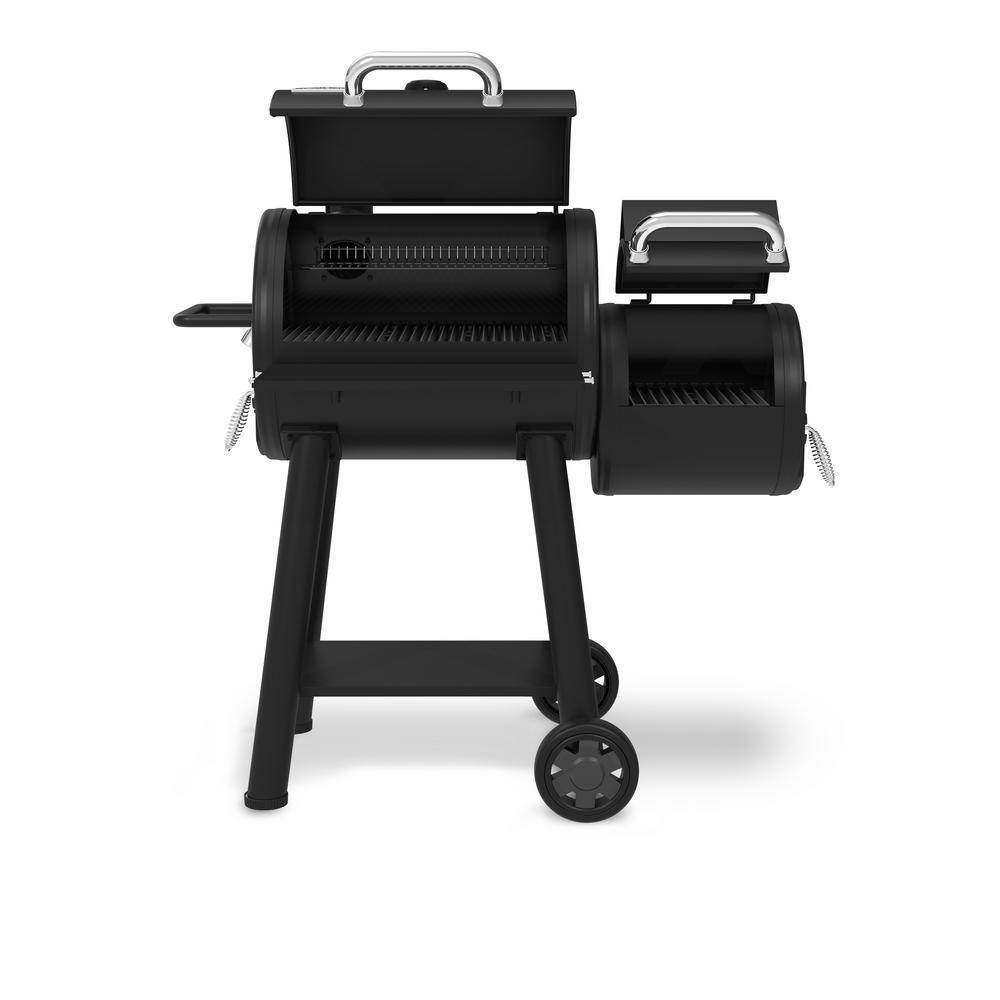 Broil King Regal Charcoal Offset 400 Charcoal Grill and Offset Smoker in Black