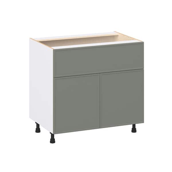 Fairview 36 in. W x 24 in. D x 34.5 in. H Assembled Slim Shaker Cooktop Base Kitchen Cabinet in Moss Green with Drawer