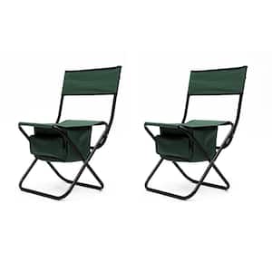 2-Piece Folding Outdoor Chair with Storage Bag; Portable Chair for Indoor; Outdoor Camping; Picnics and Fishing; Green