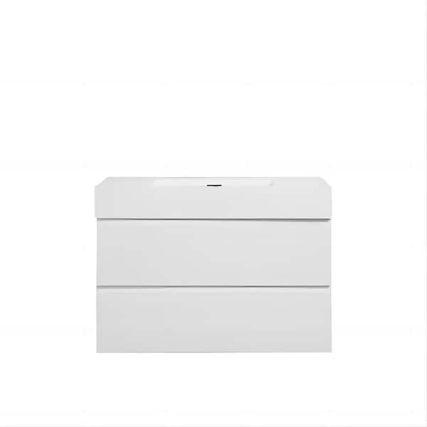 Alice 36.00 in. W x 18.10 in. D x 25.20 in. H Wall Mounting Bath Vanity in White with White Top