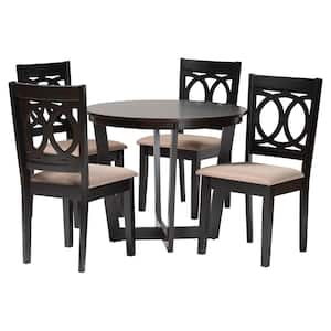 Kara 5-Piece Sand and Espresso Brown Wood Top Dining Set