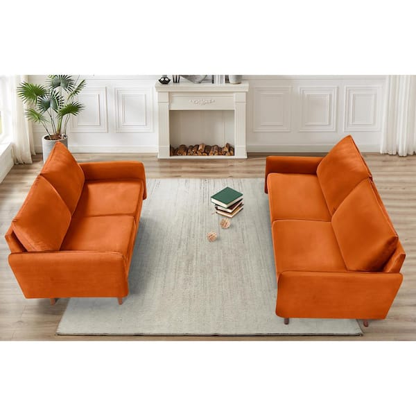 US Pride Furniture Blacke 2-Piece Orange Velvet Living Room Set