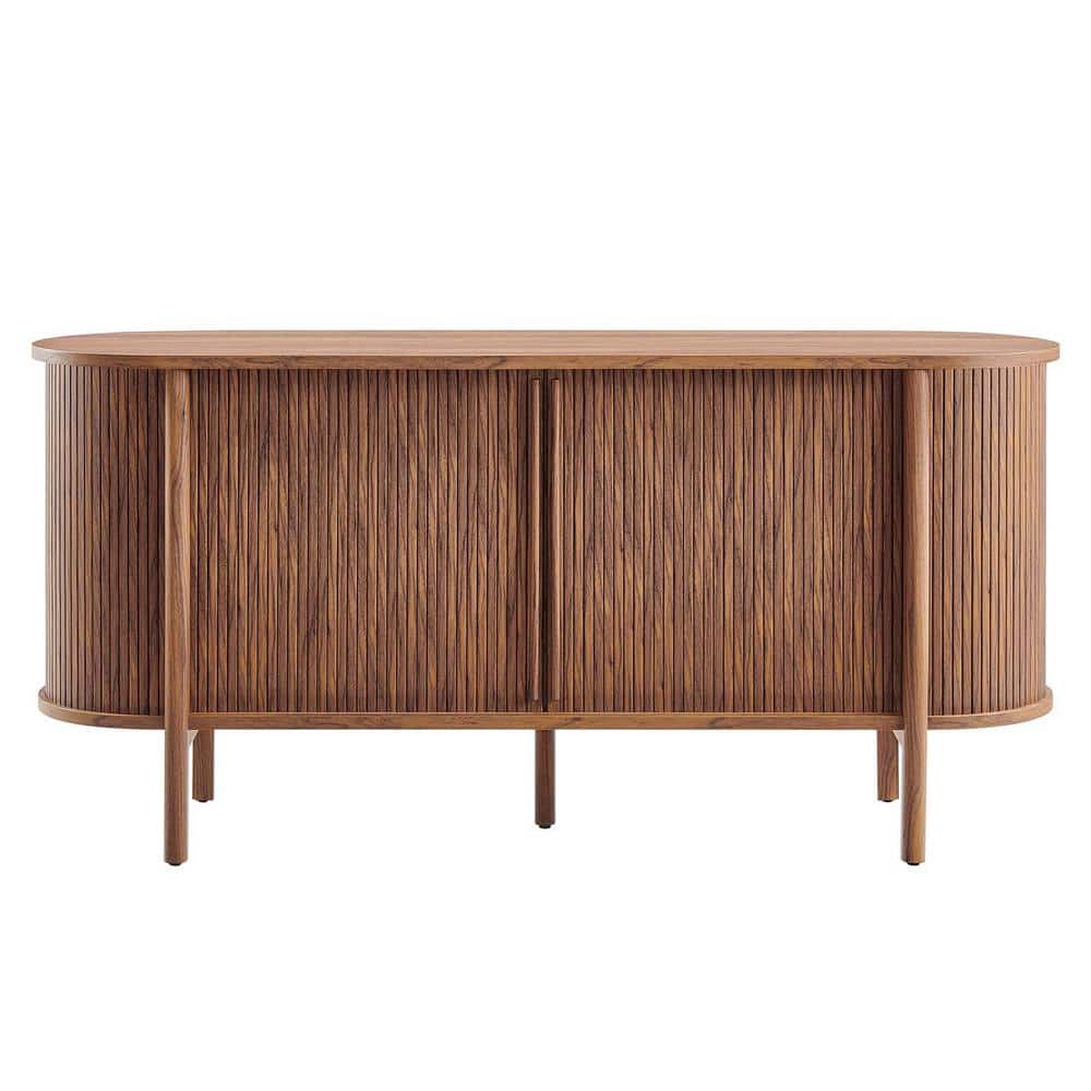 MODWAY Cadence Walnut Wood 63 in. Curved Sideboard EEI-6309-WAL