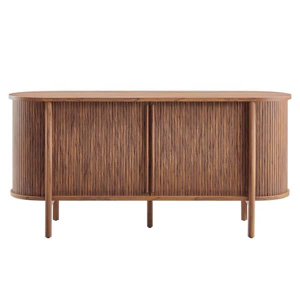 MODWAY Cadence Walnut Wood 63 in. Curved Sideboard