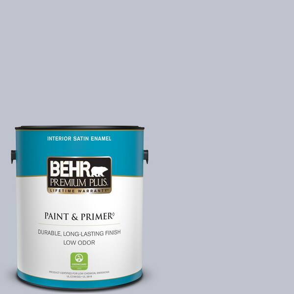 BEHR PREMIUM PLUS 1 gal. #S550-2 Powder Lilac Satin Enamel Low Odor Interior Paint & Primer