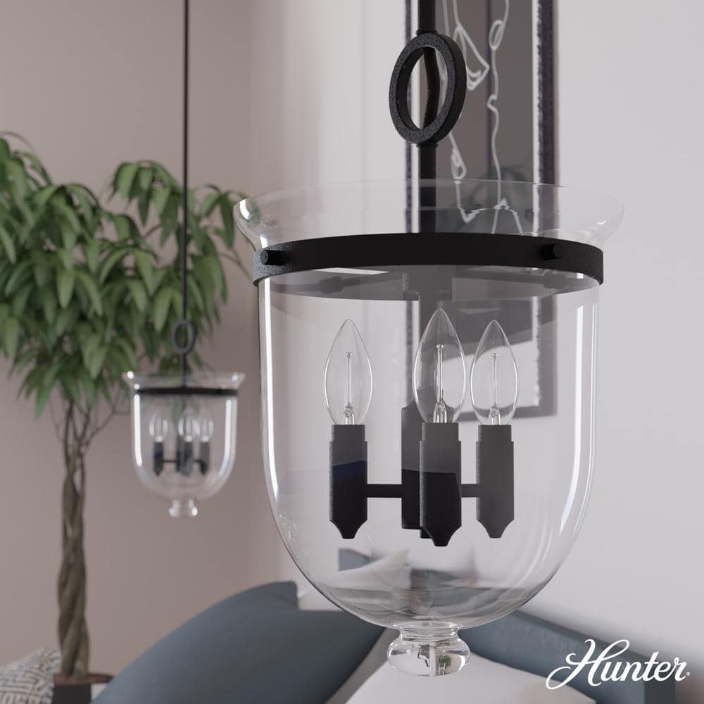 Black Glass 18" LED Pendant Light