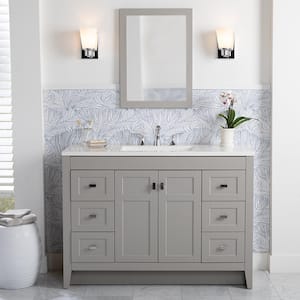 Bladen 48 in. W x 19 in. D x 35 in. H Single Sink Freestanding Bath Vanity in Gray with White Cultured Marble Top