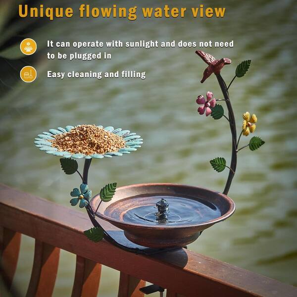 thumbnail image 2 of Wildbird Bath Bowl Solar Powered Hanging Bird Bath With Fountain - Outdoor Garden Bird Feeder & Water Bowl Bird Baths For Outdoors 2 of 9